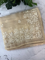 Tissue Organza saree with embroidery work MS14791 Beige