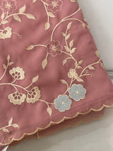 Pure Georgette saree with embriodery and applique work MS15567 PeachyPink