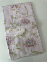Supernet saree with embroidery and handpainting MSH104- PastelLavender