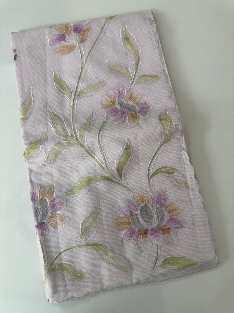 Supernet saree with embroidery and handpainting MSH104- PastelLavender