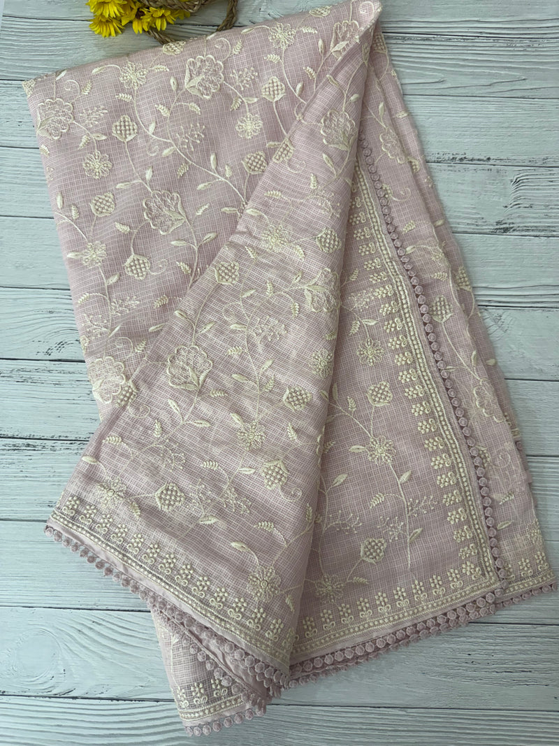 Soft kota silk saree with embroidery MS14717 - Pastel BabyPink