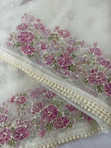 Organza saree with prints & hand embriodery work MS15333