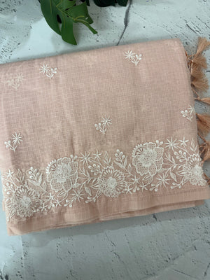 Soft Silky kota saree with embriodery MSF165 PastelPeach