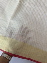 Semi silk saree with zari checks SHMIYR