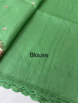 Blended tussar silk saree with embroidery- MS1072