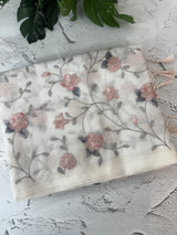 White Supernet saree with embroidery MSH153