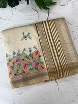 Blended tussar silk saree with embroidery- MSH490