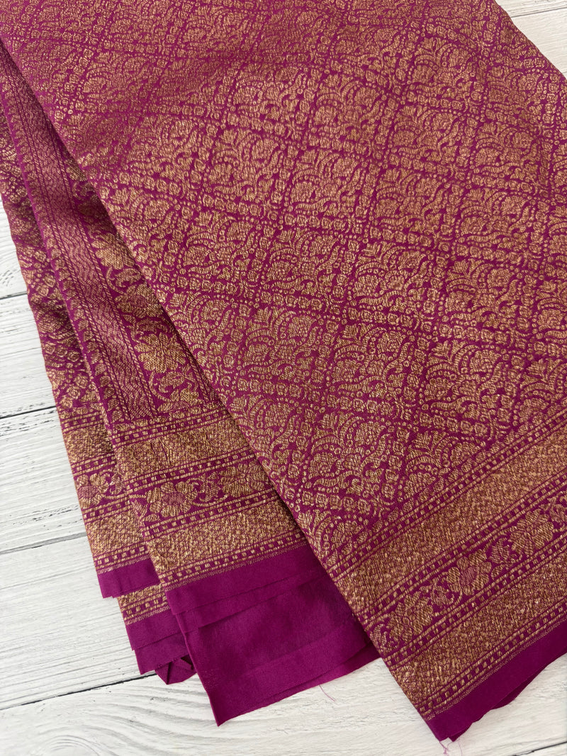 Semi katan Banarasi saree in antique zari weaving - MSKB899 Vadamalli