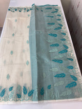 Tissue silk saree with zari checks and applique work  MSH105