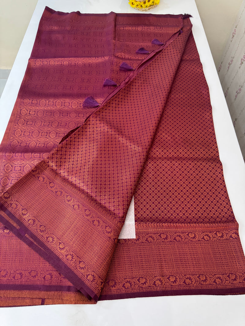 Brocade soft silk saree in copper zari weaving  MS6771