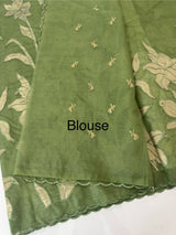 Semi organza saree with appliqué work - MSH906 DustyGreen