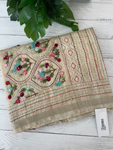 Handworked Blended tussar silk saree with handworked MS90543