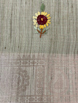 Soft Tissue linen Silk embriodery saree MS49876