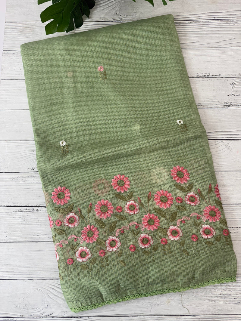 Soft kota checks saree with embroidery - SVPSNM m
