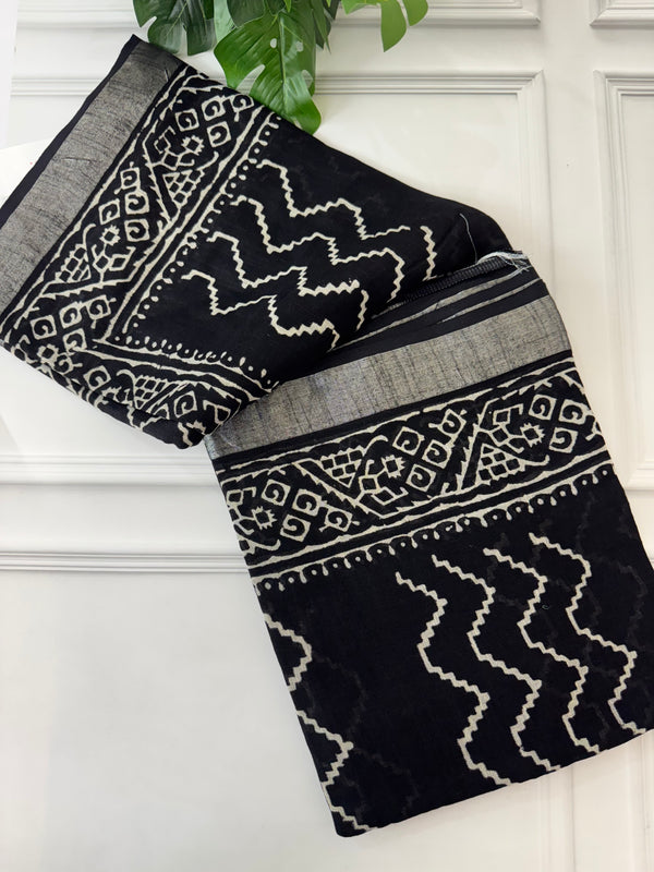 Semi linen saree MLS865 Black