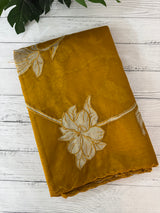 Organza saree with tissue applique work MK62 - Dark Mustard
