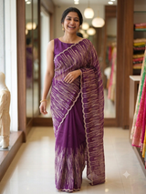 Semi soft Organza saree with zari thread work MSB8433 Vadamalli