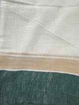 Linen saree with big border MLS9768- BottleGreen