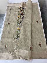 Soft Tissue linen Silk embriodery saree MS49876