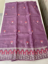 Soft kota checks saree with embroidery - MS7645 DarkLavender