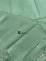 Tussar finish soft silk saree with thread embroidery MTS568 DustyGreen