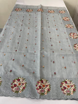 Soft kota silk saree with embroidery MSS678- Pastel BluishGrey