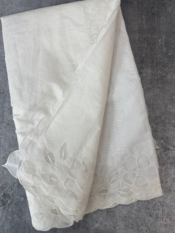 Mul chanderi saree with applique borders MSH111 -White