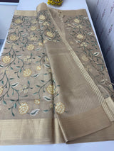 Tissue Silk Saree with Cross Stitch Embroidery MS8933