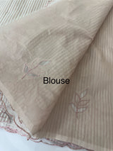 Striped Mul chanderi saree with applique borders MSH987 - PaleMauve