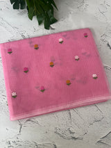 Kota checks saree with embroidery MS7680 Pink