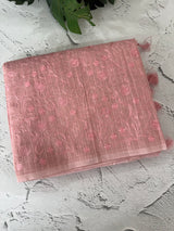 Moonga checks saree with embroidery MSH219 - Pink 2