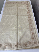 Cutwork blended tussar saree   - Cream MS5222