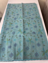 Moonga checks saree with prints and embroidery MSH154- DuskyBlue