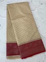 Semi Banarasi crepe saree with small buttas and brocade blouse- MS14667
