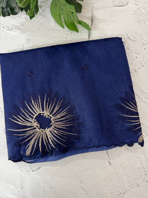 Organza saree with embroidery borders MOS4765 NavyBlue