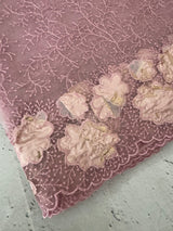 Soft Organza saree with thread work and tissue applique borders - MCW605 PastelOnionPink