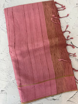 Semi soft Matka silk saree with borders MSS599 Pink