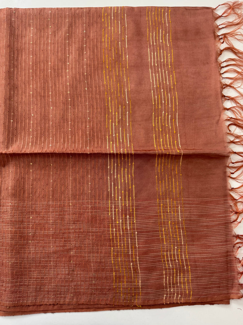 Blended tussar saree with thread work MTS5444