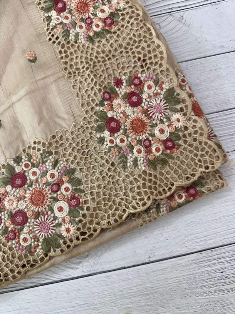 Cutwork Blended tussar saree MTS610 - Beige