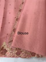 Satin finish kosa tussar saree with cutwork - MSH205 PeachPink