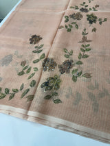 Handworked Tissue silk saree with French Knots MS7776 DuskyPeach