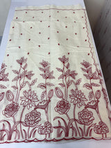 Mul chanderi embriodery saree  MSH135 - Offwhite & Red