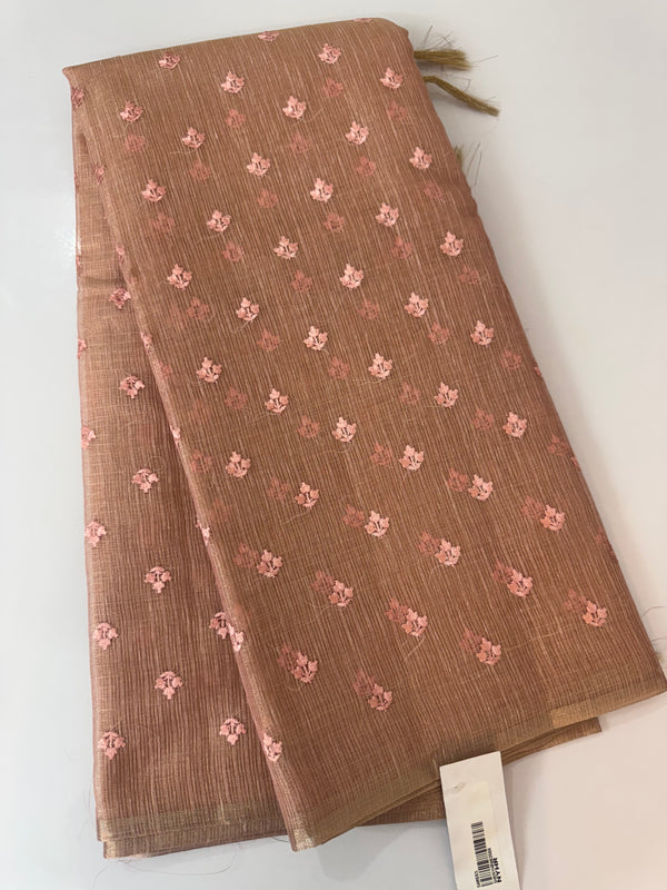 Tissue Silk embriodery saree MS49888 - PeachPink