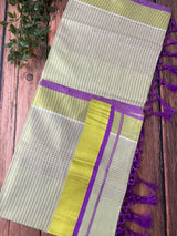 Kerala tissue cotton saree - Magenta lines