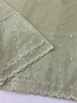 Glassy tissue organza saree with embroidery FKF121 - DuskyGreen