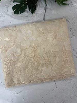 Soft Organza saree with Applique work MSLK478 Ivory