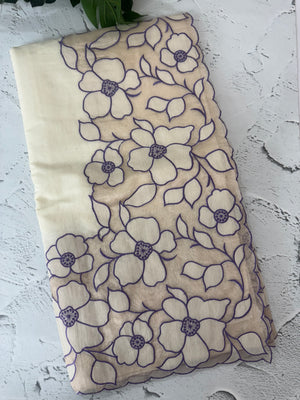 Mul chanderi saree with tissue applique work MSH211