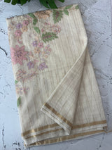 Mul chanderi applique work saree  MSH7371