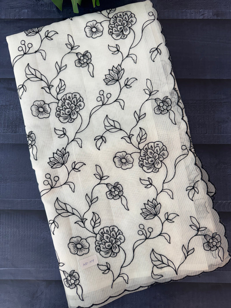 NetKota embriodery saree  MSH119 Black & White
