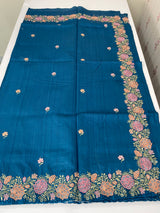 Blended tussar saree with cutwork border- MSHK695
